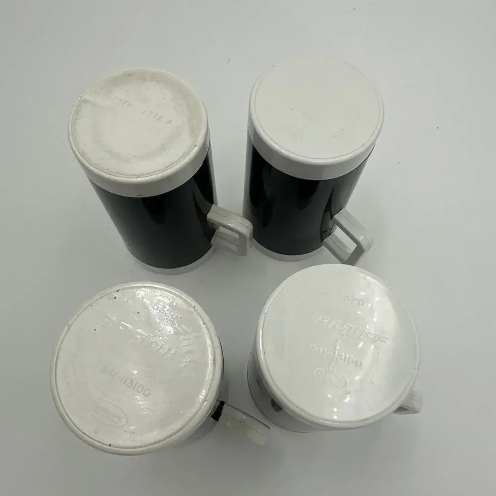 Set Of 4 Vintage Braniff Airlines Black White Espresso Plastic Cups